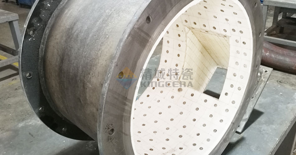 Stud welding type wear-resistant ceramic lined pipe 