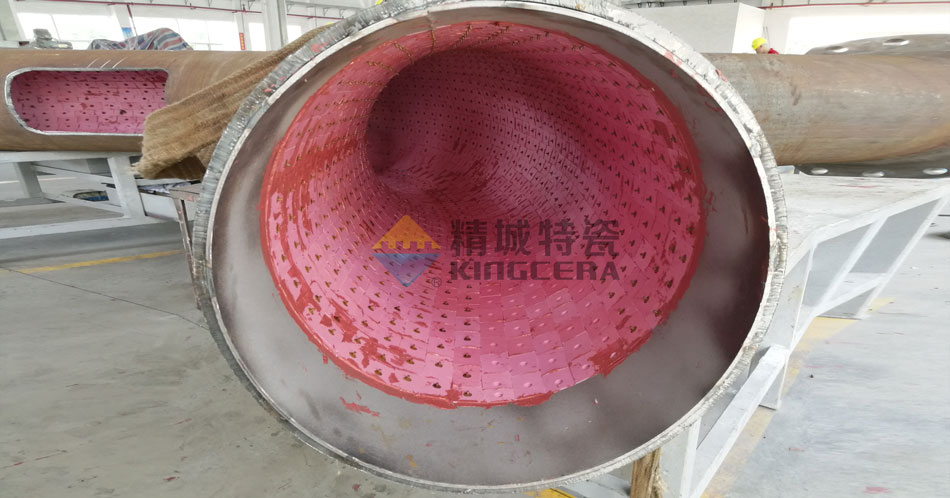 Stud welding type wear-resistant ceramic lined pipe 