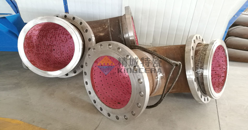 Stud welding type wear-resistant ceramic lined pipe 