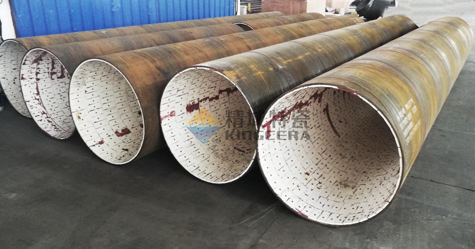 Stud welding type wear-resistant ceramic lined pipe 