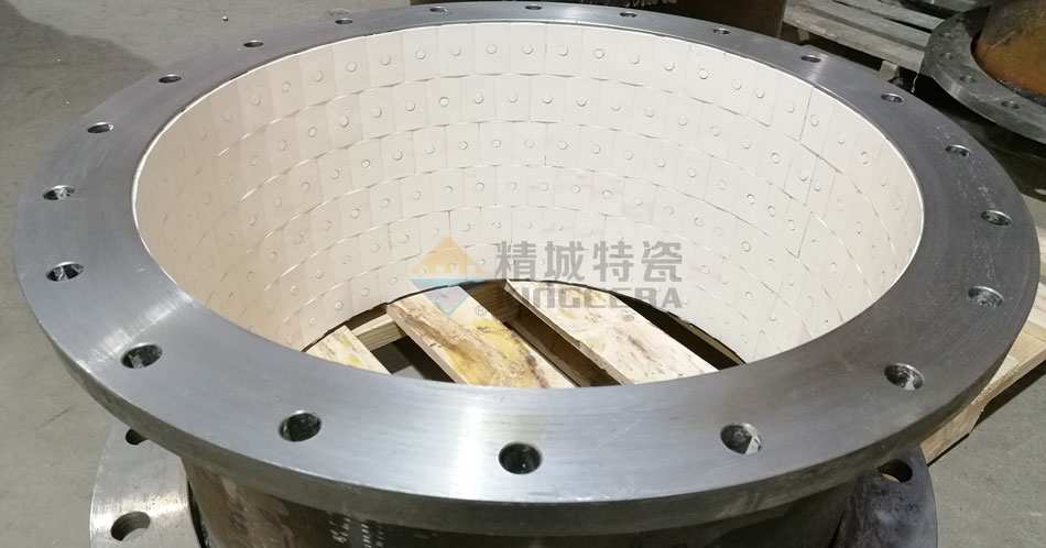 Stud welding type wear-resistant ceramic lined pipe 