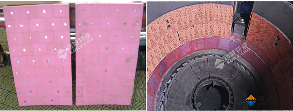 Wear-resistant ceramic liner installed in the vertical grinding cylinder