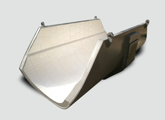 Ceramic lined swing feeding chute in steel making plant