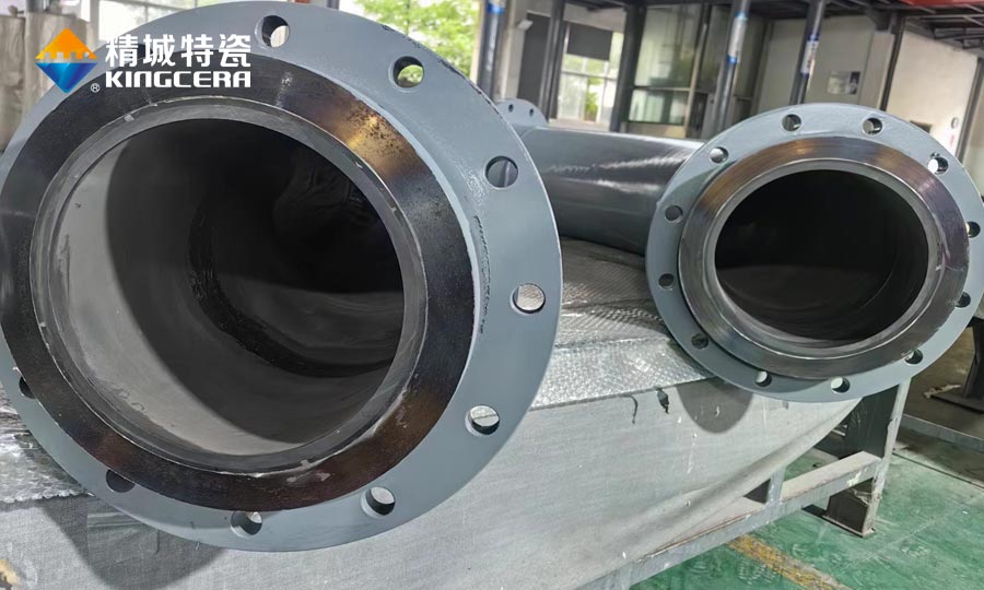 RBSIC Ceramic sleeve lined Pipe fittings applied in mining slurry conveying